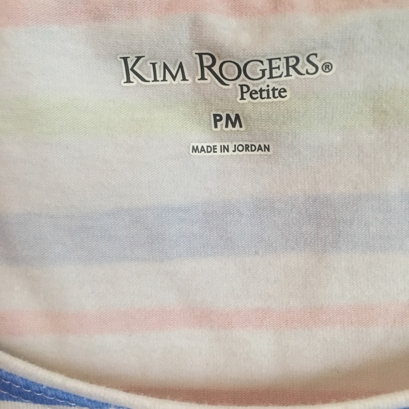 Kim Rogers Striped T-Shirt Petite Medium. - Picture 3 of 4